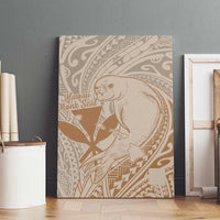 Hawaii Monk Seal and Map Canvas Wall Art Polynesian Kanaka Maoli Beige Vibe LT9 - Polynesian Pride