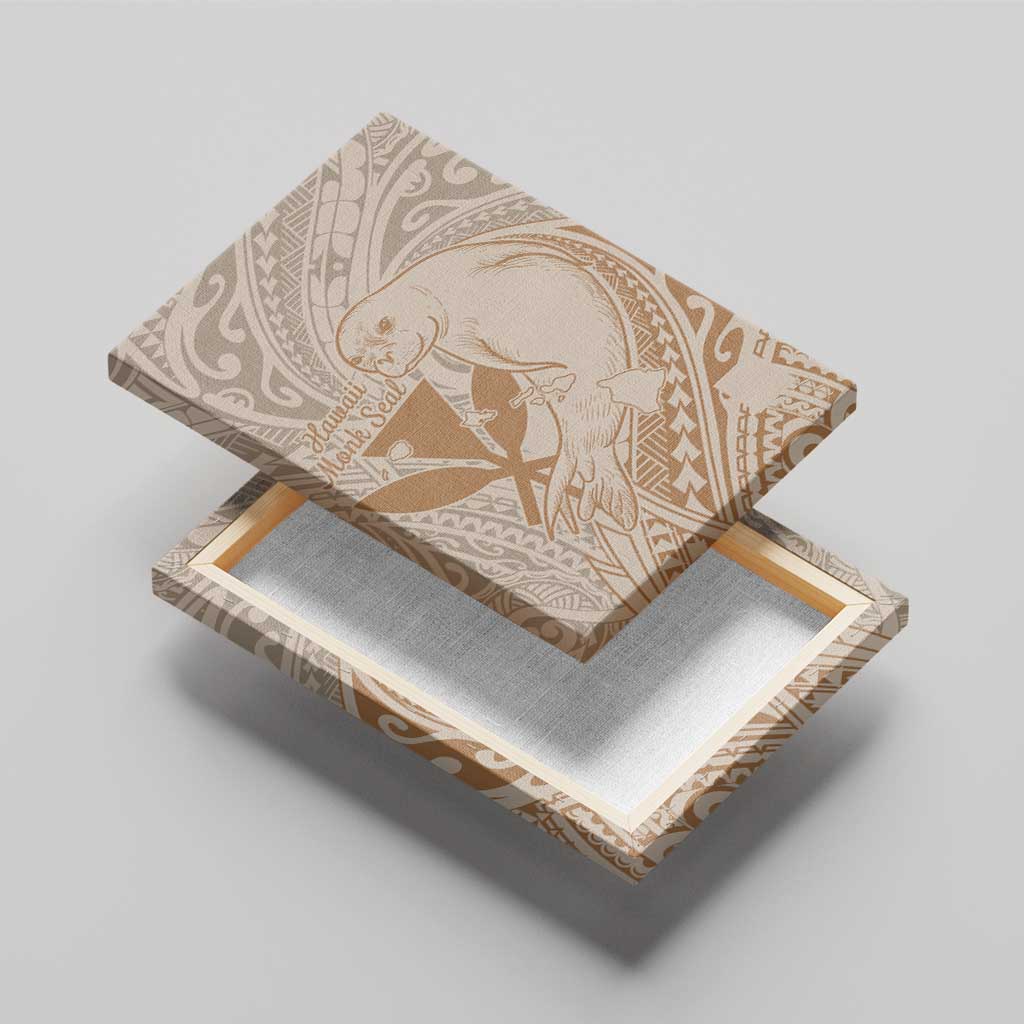 Hawaii Monk Seal and Map Canvas Wall Art Polynesian Kanaka Maoli Beige Vibe LT9 - Polynesian Pride