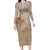 Hawaii Monk Seal and Map Family Matching Long Sleeve Bodycon Dress and Hawaiian Shirt Polynesian Kanaka Maoli Beige Vibe