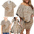 Hawaii Monk Seal and Map Family Matching Off Shoulder Short Dress and Hawaiian Shirt Polynesian Kanaka Maoli Beige Vibe