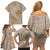 Hawaii Monk Seal and Map Family Matching Off Shoulder Short Dress and Hawaiian Shirt Polynesian Kanaka Maoli Beige Vibe