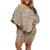 Hawaii Monk Seal and Map Off Shoulder Short Dress Polynesian Kanaka Maoli Beige Vibe