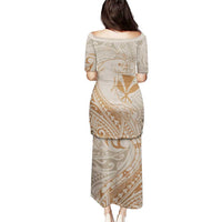 Hawaii Monk Seal and Map Puletasi Polynesian Kanaka Maoli Beige Vibe LT9 - Polynesian Pride