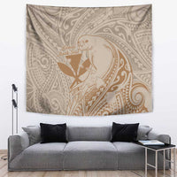 Hawaii Monk Seal and Map Tapestry Polynesian Kanaka Maoli Beige Vibe LT9 Beige - Polynesian Pride