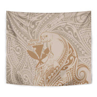 Hawaii Monk Seal and Map Tapestry Polynesian Kanaka Maoli Beige Vibe LT9 - Polynesian Pride