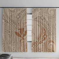 Hawaii Monk Seal and Map Window Curtain Polynesian Kanaka Maoli Beige Vibe LT9 With Hooks Beige - Polynesian Pride