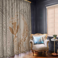 Hawaii Monk Seal and Map Window Curtain Polynesian Kanaka Maoli Beige Vibe LT9 - Polynesian Pride