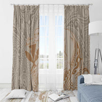 Hawaii Monk Seal and Map Window Curtain Polynesian Kanaka Maoli Beige Vibe LT9 - Polynesian Pride