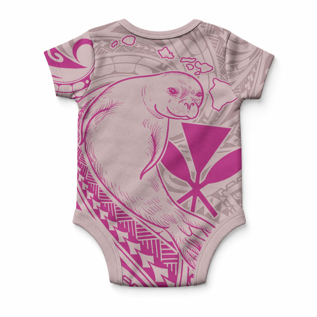 Hawaii Monk Seal and Map Baby Onesie Polynesian Kanaka Maoli Pink Vibe LT9 - Polynesian Pride