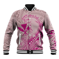 Hawaii Monk Seal and Map Baseball Jacket Polynesian Kanaka Maoli Pink Vibe LT9 Unisex Pink - Polynesian Pride