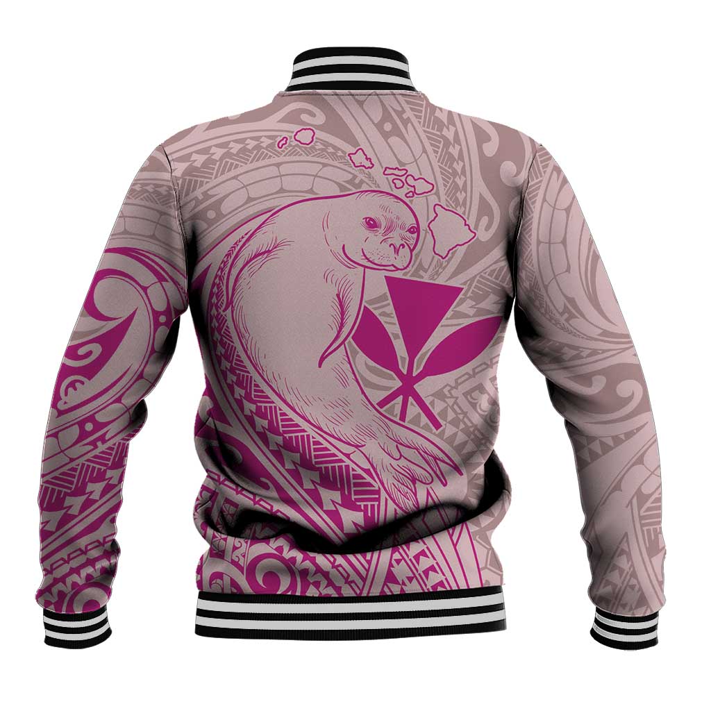 Hawaii Monk Seal and Map Baseball Jacket Polynesian Kanaka Maoli Pink Vibe LT9 - Polynesian Pride