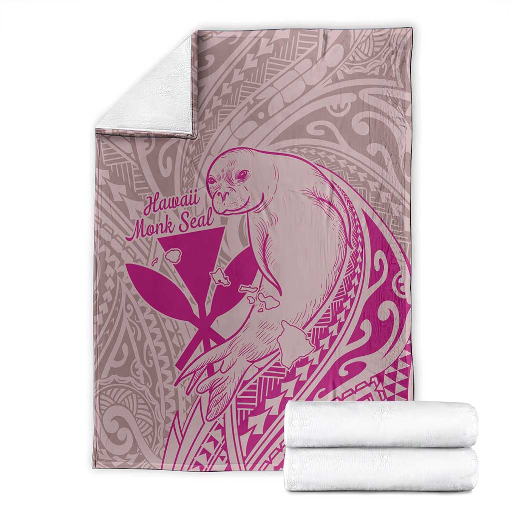 Hawaii Monk Seal and Map Blanket Polynesian Kanaka Maoli Pink Vibe LT9 - Polynesian Pride