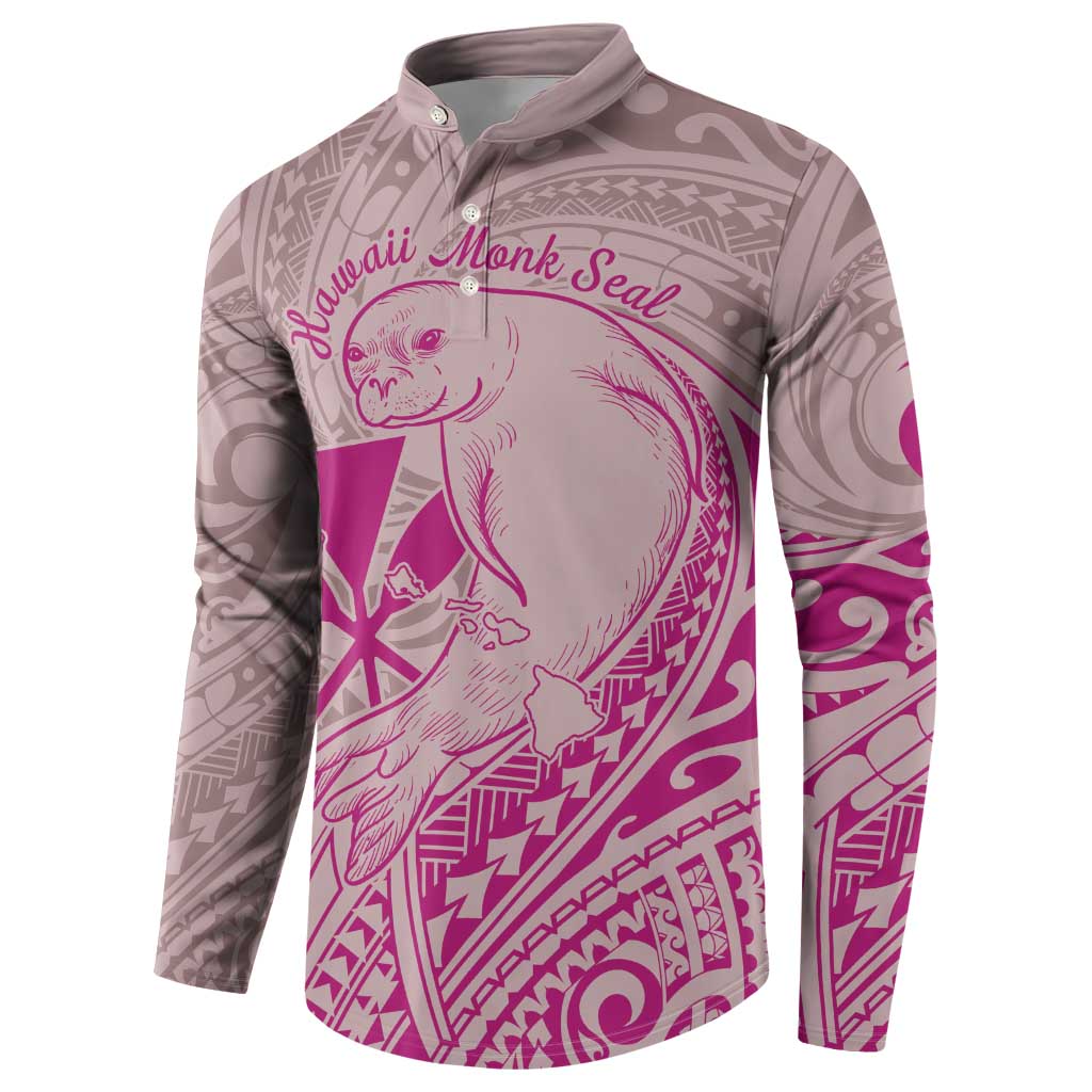 Hawaii Monk Seal and Map Button Sweatshirt Polynesian Kanaka Maoli Pink Vibe LT9 - Polynesian Pride