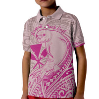 Hawaii Monk Seal and Map Kid Polo Shirt Polynesian Kanaka Maoli Pink Vibe LT9 Kid Pink - Polynesian Pride
