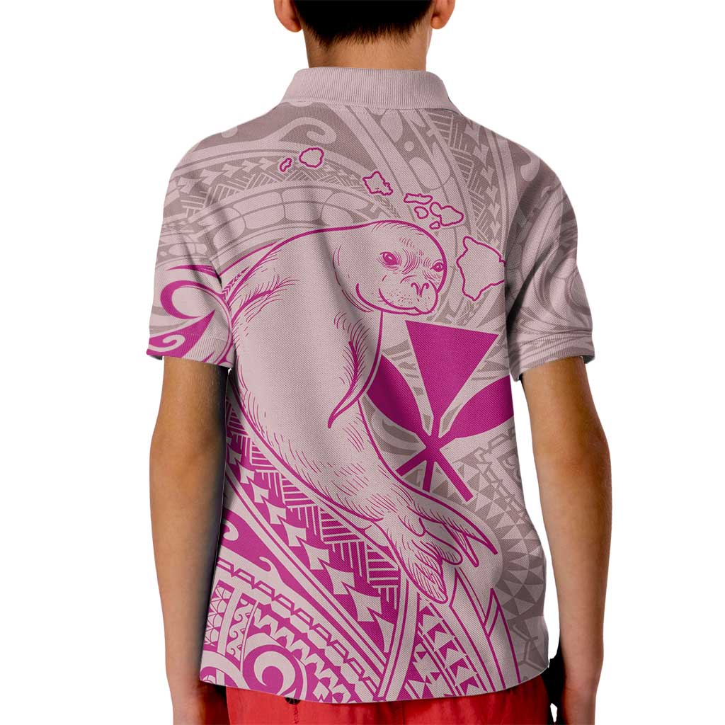 Hawaii Monk Seal and Map Kid Polo Shirt Polynesian Kanaka Maoli Pink Vibe LT9 - Polynesian Pride