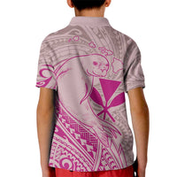 Hawaii Monk Seal and Map Kid Polo Shirt Polynesian Kanaka Maoli Pink Vibe LT9 - Polynesian Pride