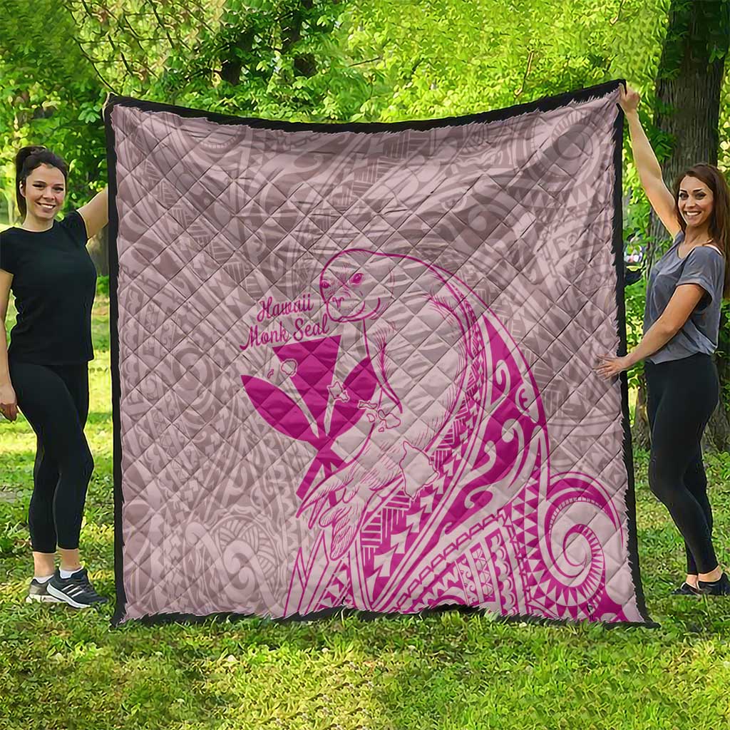 Hawaii Monk Seal and Map Quilt Polynesian Kanaka Maoli Pink Vibe LT9 - Polynesian Pride