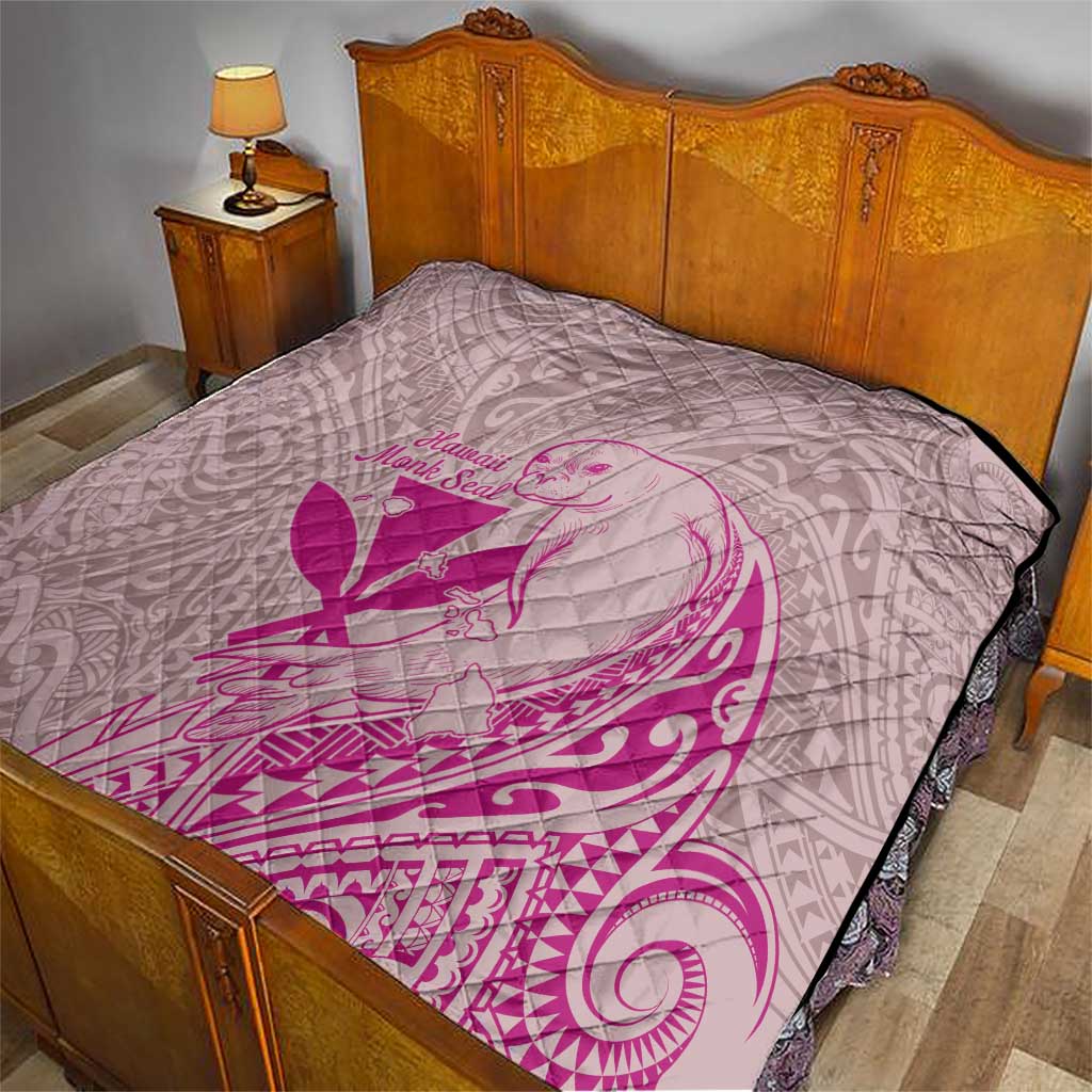 Hawaii Monk Seal and Map Quilt Polynesian Kanaka Maoli Pink Vibe LT9 - Polynesian Pride