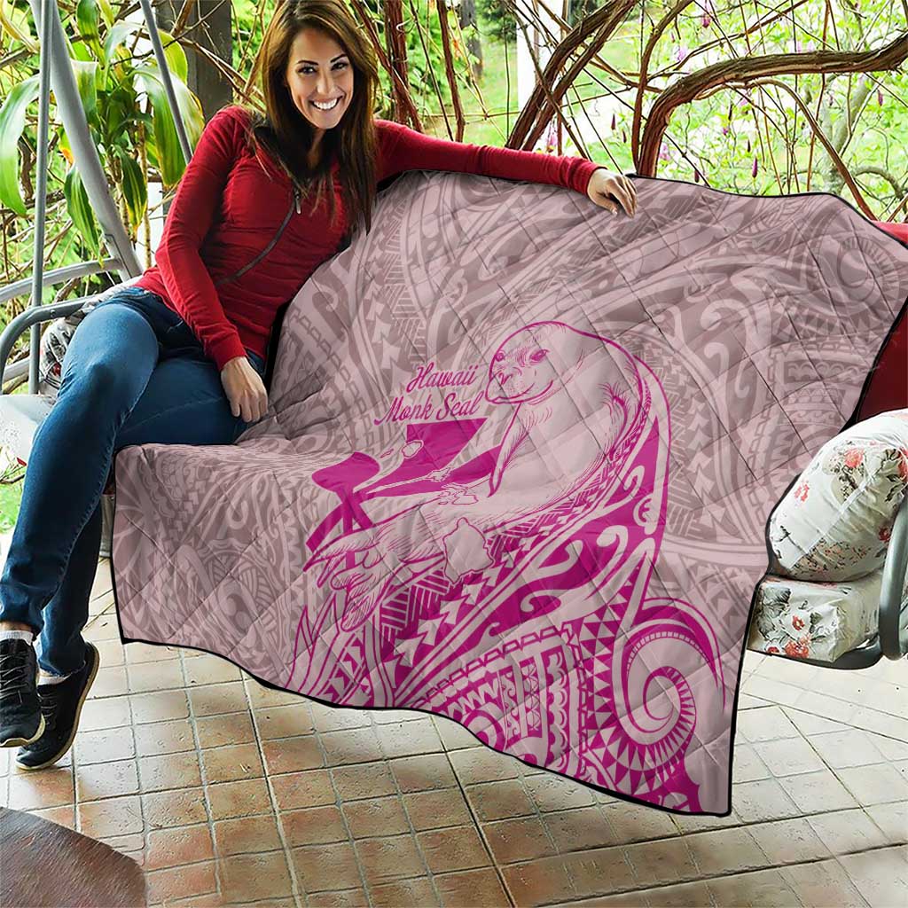 Hawaii Monk Seal and Map Quilt Polynesian Kanaka Maoli Pink Vibe LT9 - Polynesian Pride