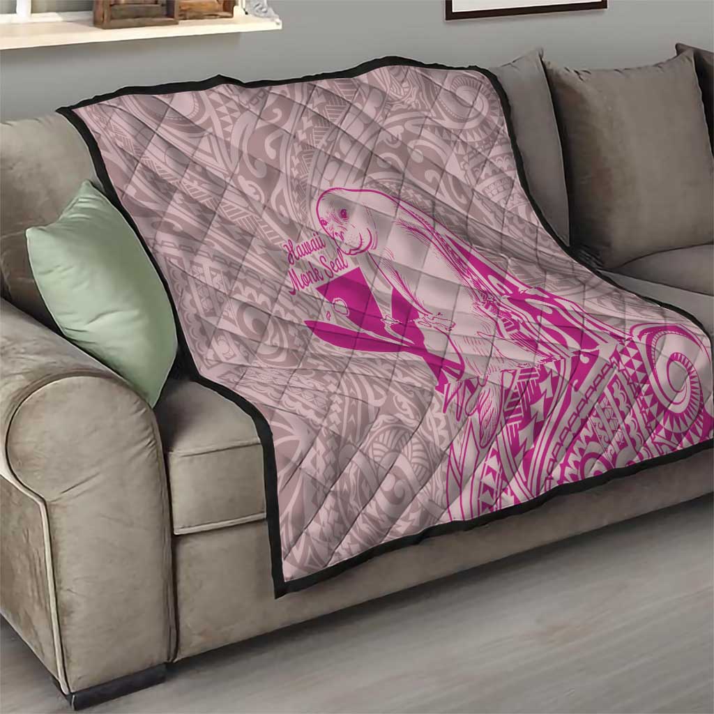 Hawaii Monk Seal and Map Quilt Polynesian Kanaka Maoli Pink Vibe LT9 - Polynesian Pride