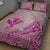 Hawaii Monk Seal and Map Quilt Bed Set Polynesian Kanaka Maoli Pink Vibe