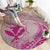 Hawaii Monk Seal and Map Round Carpet Polynesian Kanaka Maoli Pink Vibe