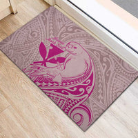 Hawaii Monk Seal and Map Rubber Doormat Polynesian Kanaka Maoli Pink Vibe LT9 - Polynesian Pride