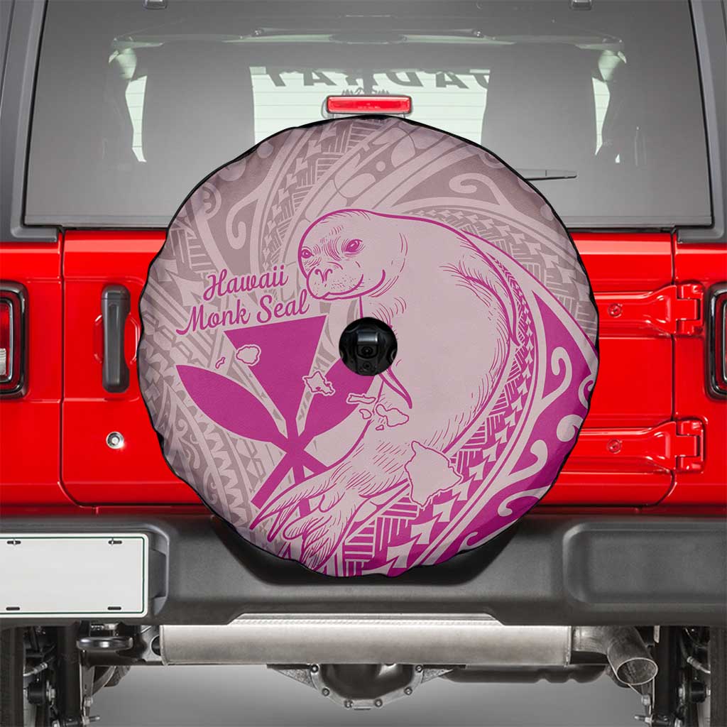 Hawaii Monk Seal and Map Spare Tire Cover Polynesian Kanaka Maoli Pink Vibe LT9 - Polynesian Pride