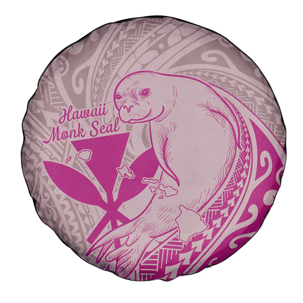 Hawaii Monk Seal and Map Spare Tire Cover Polynesian Kanaka Maoli Pink Vibe LT9 - Polynesian Pride
