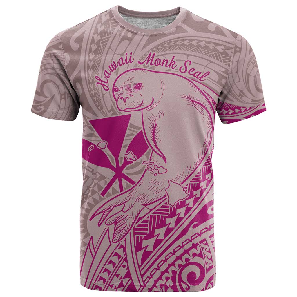 Hawaii Monk Seal and Map T Shirt Polynesian Kanaka Maoli Pink Vibe LT9 Pink - Polynesian Pride