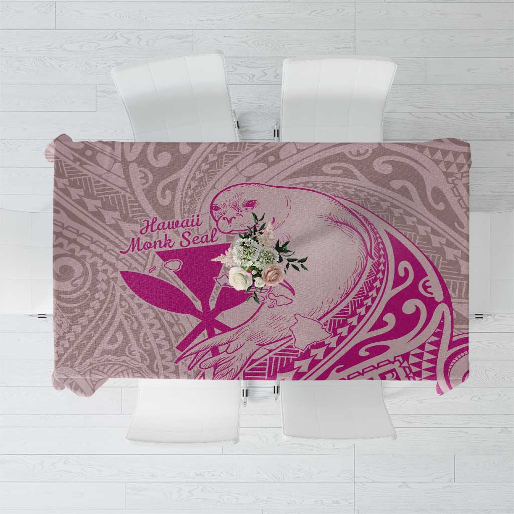 Hawaii Monk Seal and Map Tablecloth Polynesian Kanaka Maoli Pink Vibe