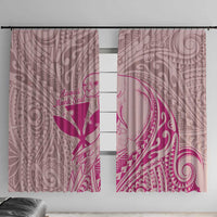 Hawaii Monk Seal and Map Window Curtain Polynesian Kanaka Maoli Pink Vibe LT9 With Hooks Pink - Polynesian Pride