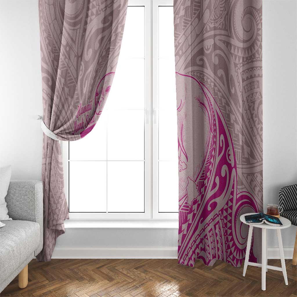Hawaii Monk Seal and Map Window Curtain Polynesian Kanaka Maoli Pink Vibe LT9 - Polynesian Pride
