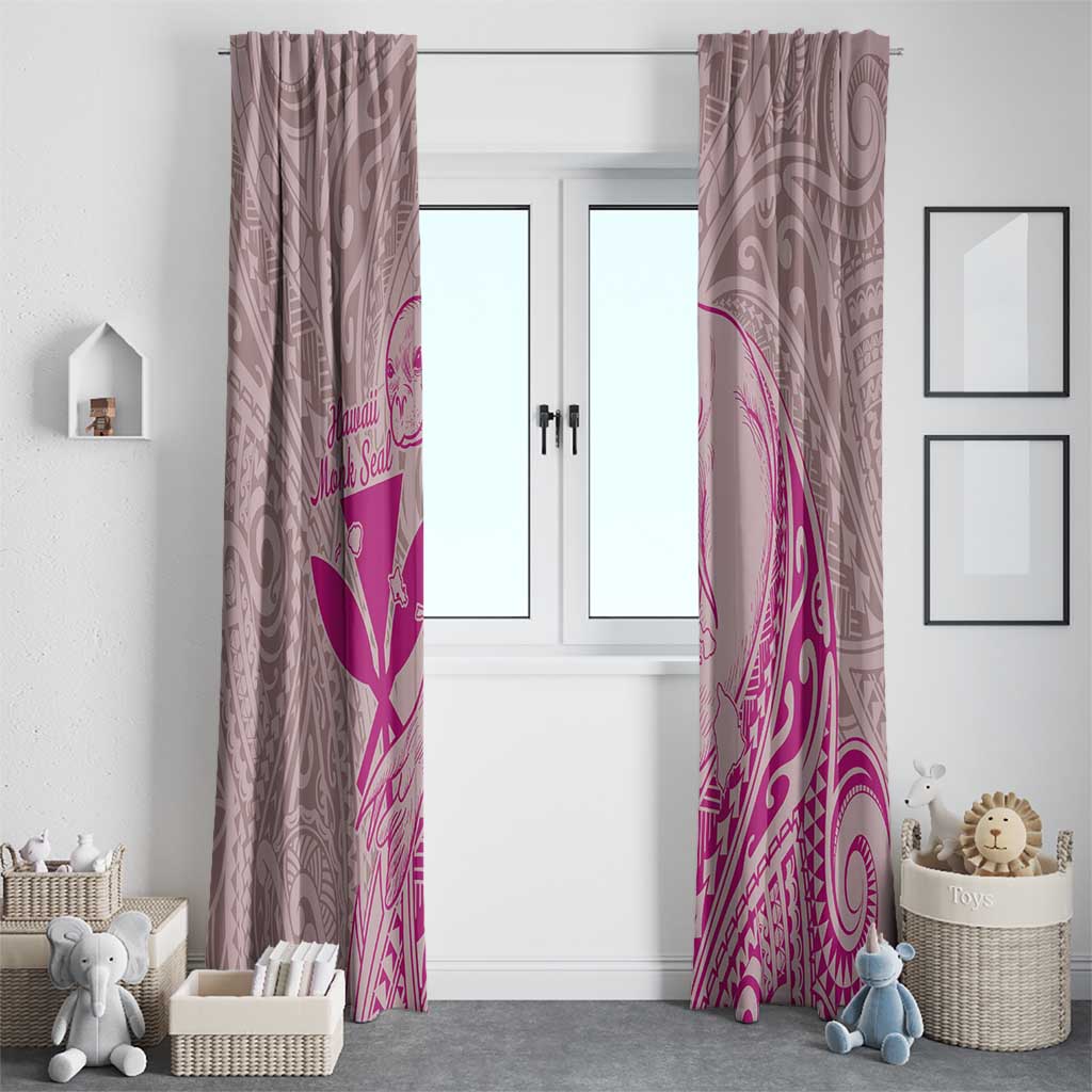 Hawaii Monk Seal and Map Window Curtain Polynesian Kanaka Maoli Pink Vibe LT9 - Polynesian Pride