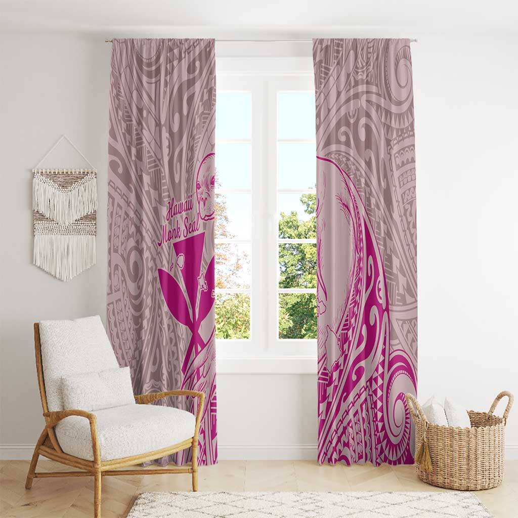 Hawaii Monk Seal and Map Window Curtain Polynesian Kanaka Maoli Pink Vibe LT9 - Polynesian Pride