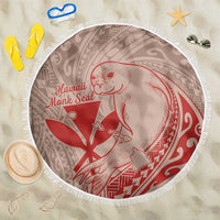 Hawaii Monk Seal and Map Beach Blanket Polynesian Kanaka Maoli Red Vibe LT9 One Size 150cm Red - Polynesian Pride