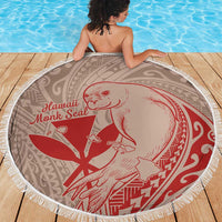 Hawaii Monk Seal and Map Beach Blanket Polynesian Kanaka Maoli Red Vibe LT9 - Polynesian Pride