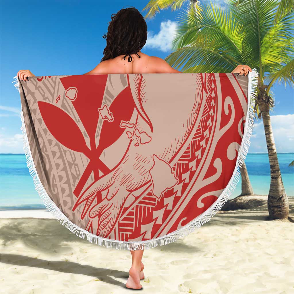 Hawaii Monk Seal and Map Beach Blanket Polynesian Kanaka Maoli Red Vibe LT9 - Polynesian Pride