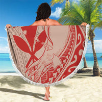 Hawaii Monk Seal and Map Beach Blanket Polynesian Kanaka Maoli Red Vibe LT9 - Polynesian Pride