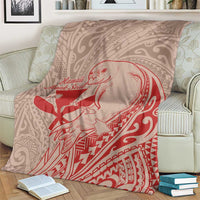 Hawaii Monk Seal and Map Blanket Polynesian Kanaka Maoli Red Vibe LT9 - Polynesian Pride