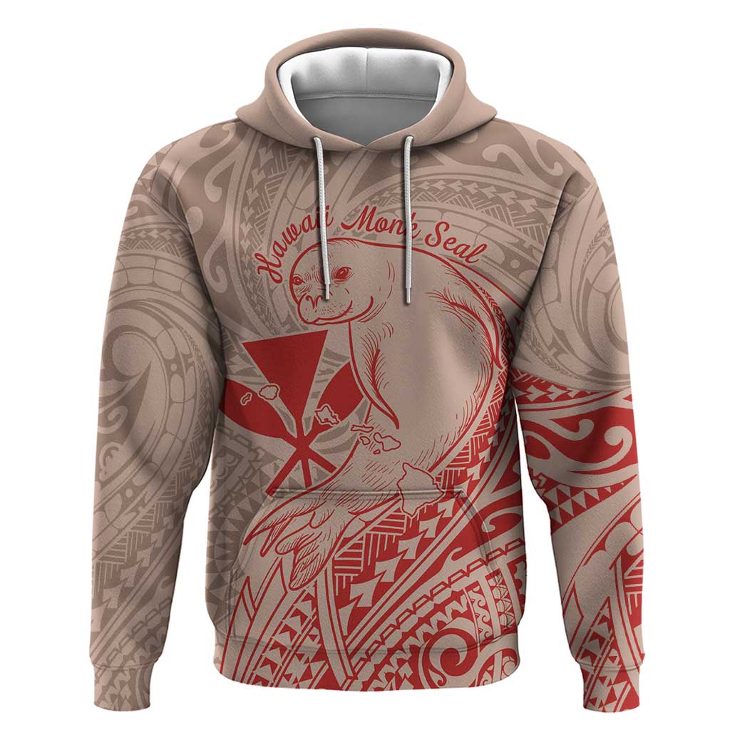 Hawaii Monk Seal and Map Hoodie Polynesian Kanaka Maoli Red Vibe LT9 Pullover Hoodie Red - Polynesian Pride