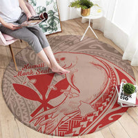 Hawaii Monk Seal and Map Round Carpet Polynesian Kanaka Maoli Red Vibe LT9 - Polynesian Pride