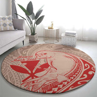 Hawaii Monk Seal and Map Round Carpet Polynesian Kanaka Maoli Red Vibe LT9 - Polynesian Pride