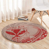 Hawaii Monk Seal and Map Round Carpet Polynesian Kanaka Maoli Red Vibe LT9 - Polynesian Pride