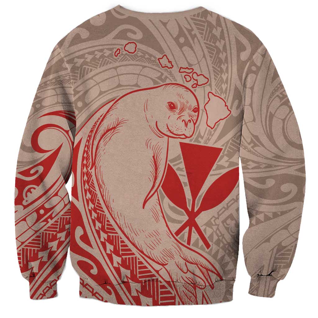 Hawaii Monk Seal and Map Sweatshirt Polynesian Kanaka Maoli Red Vibe LT9 - Polynesian Pride