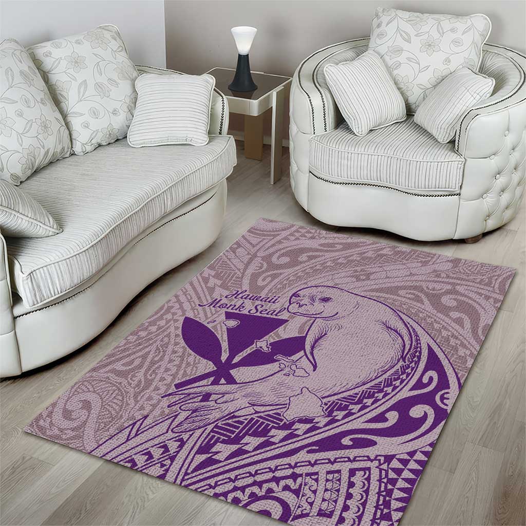 Hawaii Monk Seal and Map Area Rug Polynesian Kanaka Maoli Violet Vibe LT9 - Polynesian Pride