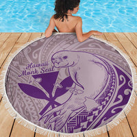Hawaii Monk Seal and Map Beach Blanket Polynesian Kanaka Maoli Violet Vibe LT9 - Polynesian Pride