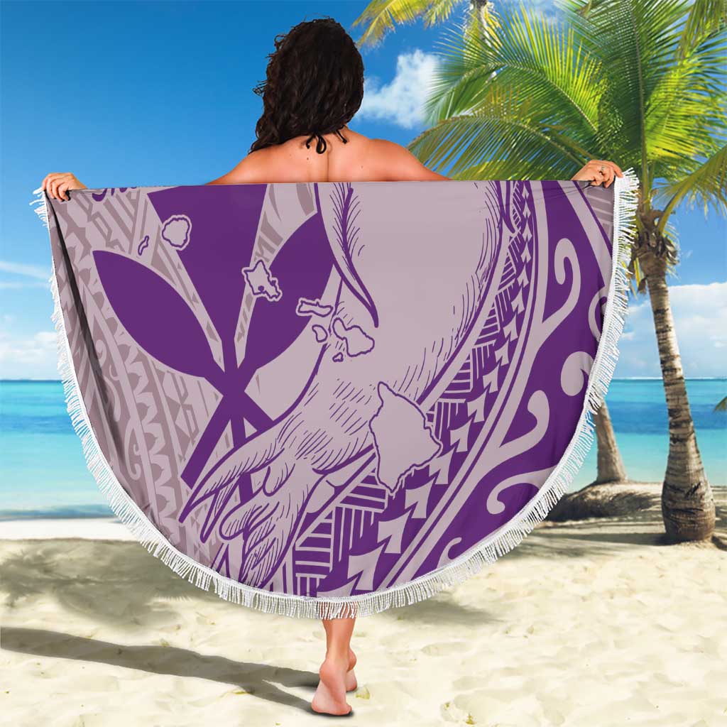 Hawaii Monk Seal and Map Beach Blanket Polynesian Kanaka Maoli Violet Vibe LT9 - Polynesian Pride