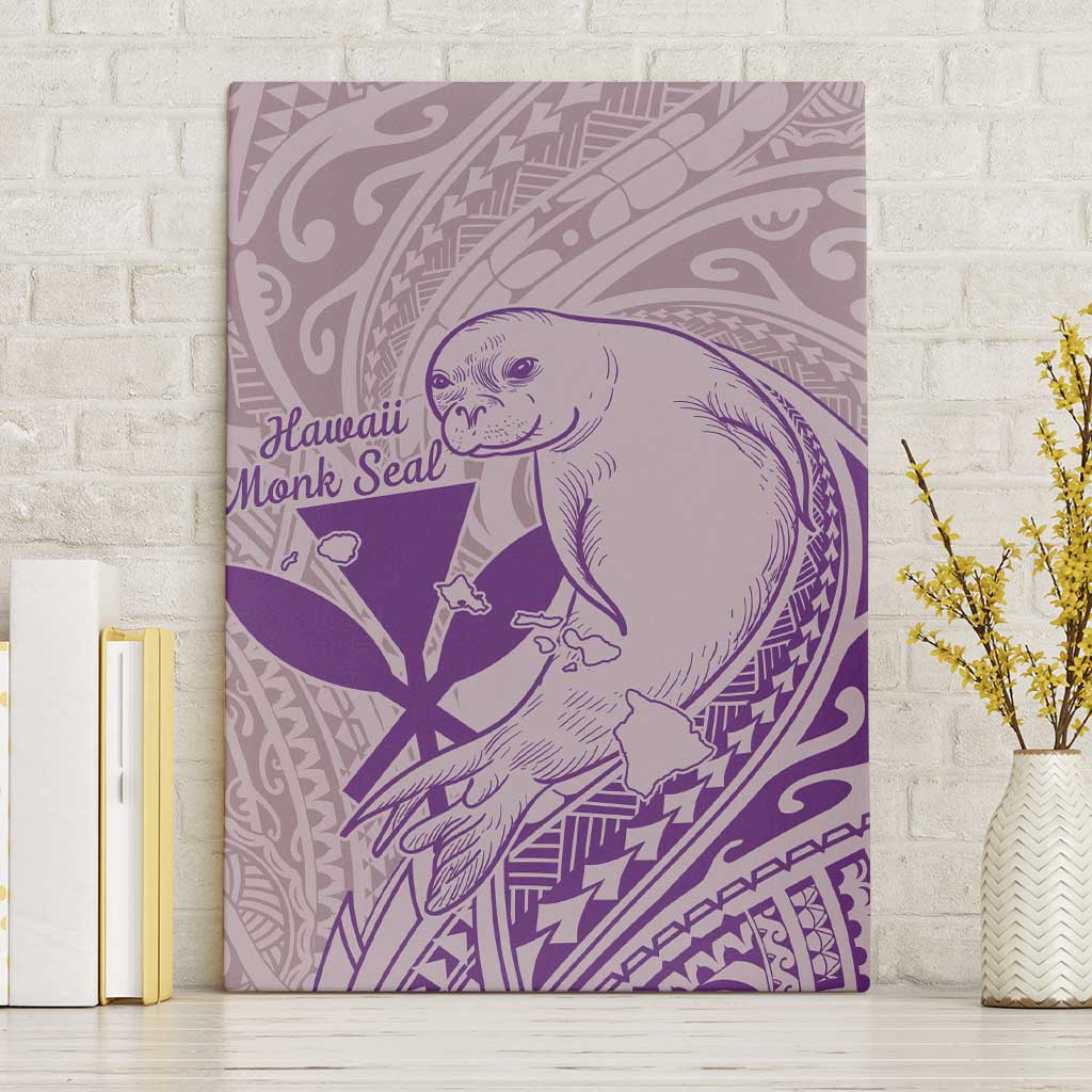 Hawaii Monk Seal and Map Canvas Wall Art Polynesian Kanaka Maoli Violet Vibe LT9 Without Frame Violet - Polynesian Pride