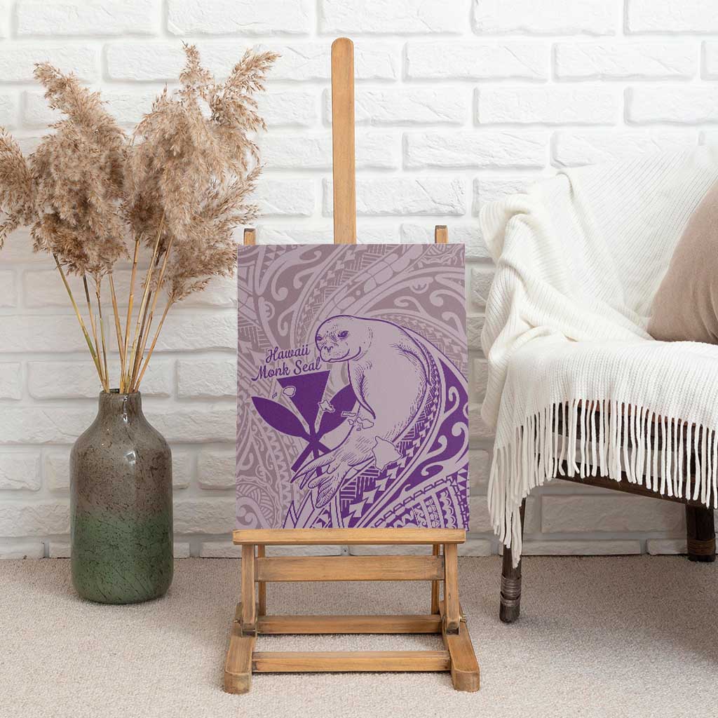 Hawaii Monk Seal and Map Canvas Wall Art Polynesian Kanaka Maoli Violet Vibe LT9 - Polynesian Pride